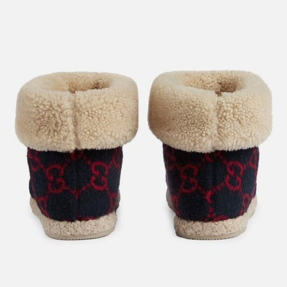 GUCCI SHOES MENS FRIA GG MARINO WOOL SHEARLING HORSEBIT BOOTS - Picture 5 of 13